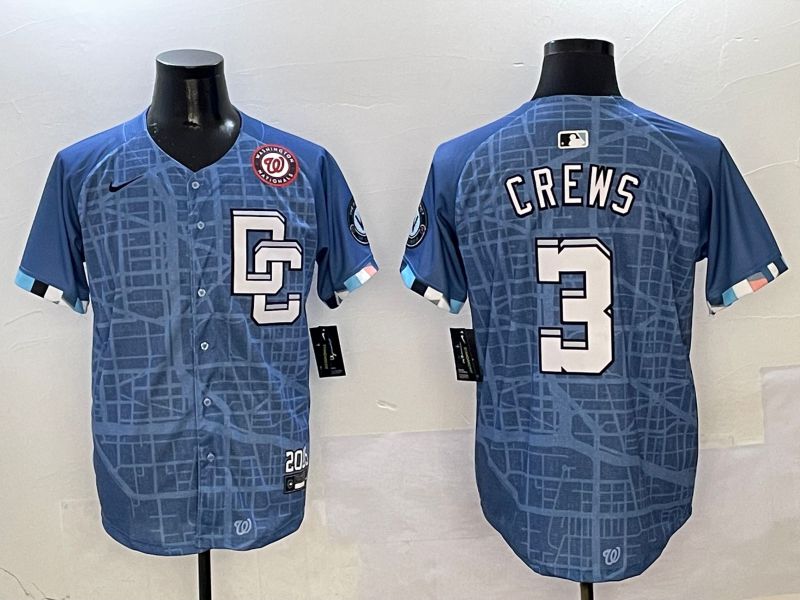 Men Washington Nationals #3 Crews Blue Joint Name Nike 2025 MLB Jersey style 7